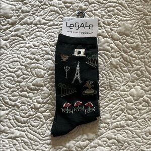 Legale Black Paris Themed Socks